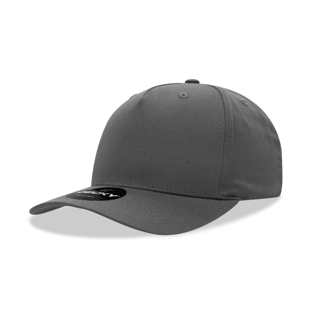 Decky 5 Panel Mid Profile Structured Cotton Blend Cap | Decky 6024 Charcoal Standard Hats