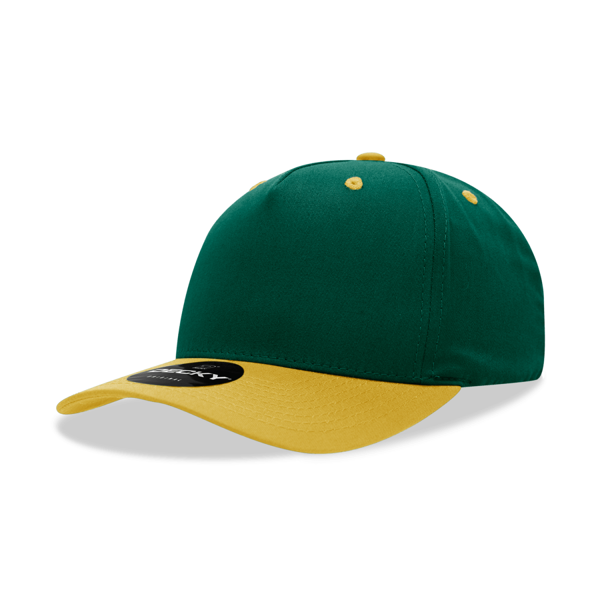 Decky 5 Panel Mid Profile Structured Cotton Blend Cap | Decky 6024 Forest/Gold Standard Hats