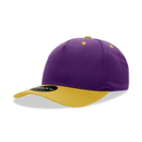 Decky 5 Panel Mid Profile Structured Cotton Blend Cap | Decky 6024 Purple/Gold Standard Hats
