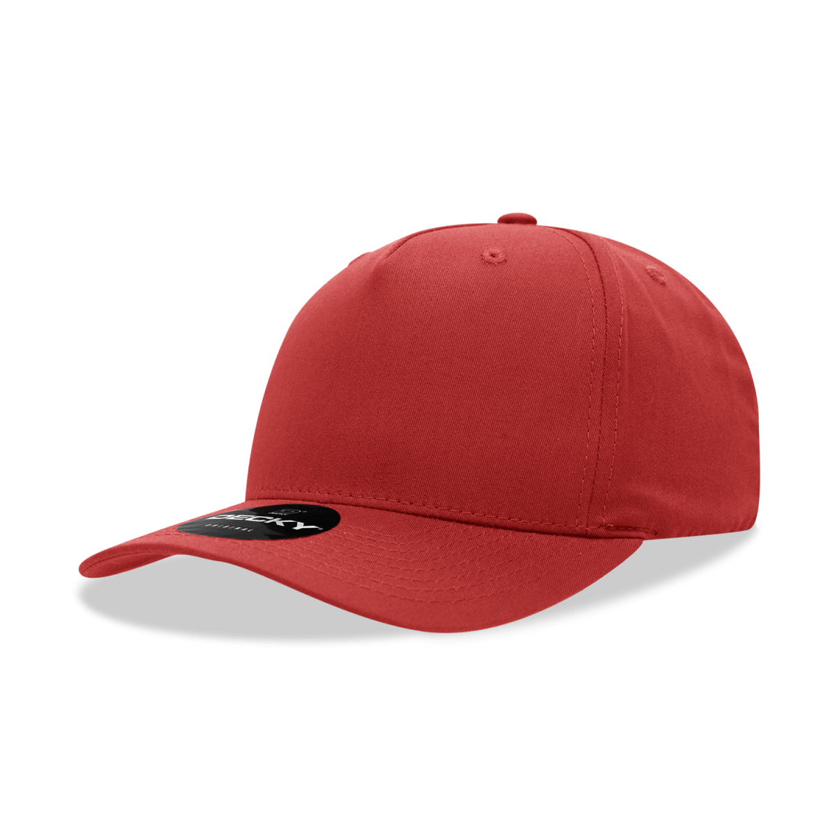 Decky 5 Panel Mid Profile Structured Cotton Blend Cap | Decky 6024 Red Standard Hats