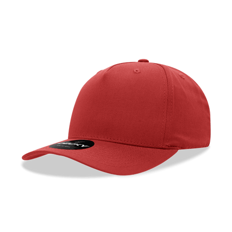 Decky 5 Panel Mid Profile Structured Cotton Blend Cap | Decky 6024 Red Standard Hats