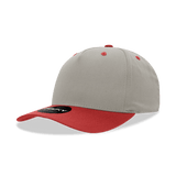 Decky 5 Panel Mid Profile Structured Cotton Blend Cap | Decky 6024 Stone/Red Standard Hats