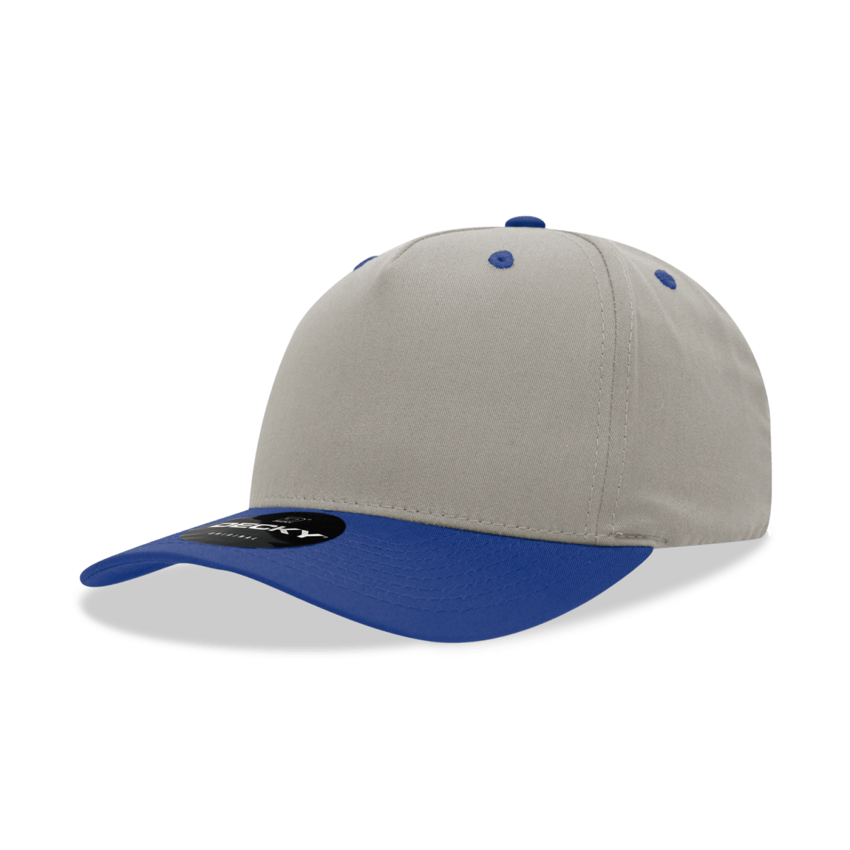 Decky 5 Panel Mid Profile Structured Cotton Blend Cap | Decky 6024 Stone/Royal Standard Hats