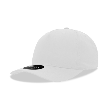 Decky 5 Panel Mid Profile Structured Cotton Blend Cap | Decky 6024 White Standard Hats