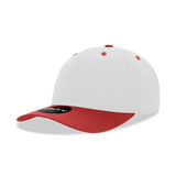 Decky 5 Panel Mid Profile Structured Cotton Blend Cap | Decky 6024 White/Red Standard Hats
