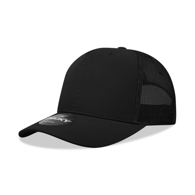 Decky 5 Panel Mid Profile Structured Cotton Blend Trucker | Decky 6030 Black Standard