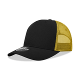 Decky 5 Panel Mid Profile Structured Cotton Blend Trucker | Decky 6030 Black/Gold Standard