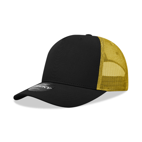 Decky 5 Panel Mid Profile Structured Cotton Blend Trucker | Decky 6030 Black/Gold Standard