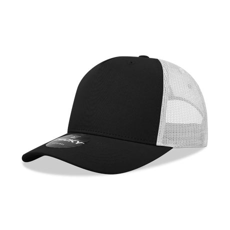 Decky 5 Panel Mid Profile Structured Cotton Blend Trucker | Decky 6030 Black/White Standard