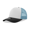Decky 5 Panel Mid Profile Structured Cotton Blend Trucker | Decky 6030 Black/White/Sky Standard