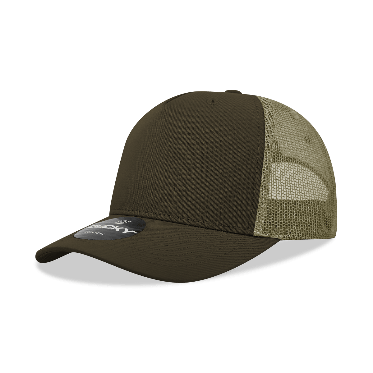 Decky 5 Panel Mid Profile Structured Cotton Blend Trucker | Decky 6030 Brown/Khaki Standard