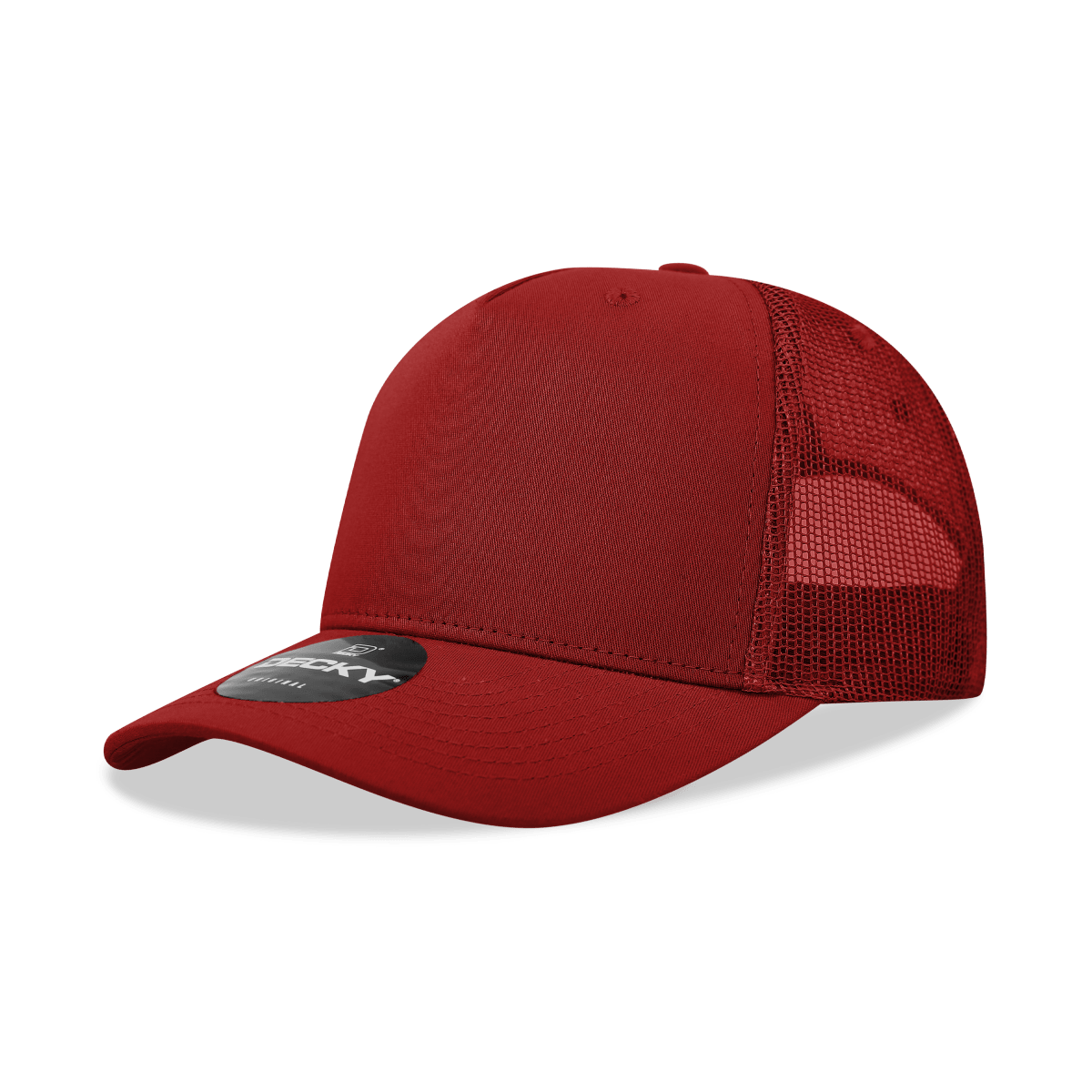 Decky 5 Panel Mid Profile Structured Cotton Blend Trucker | Decky 6030 Cardinal Standard
