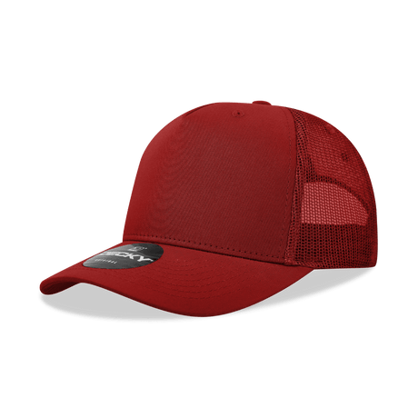Decky 5 Panel Mid Profile Structured Cotton Blend Trucker | Decky 6030 Cardinal Standard
