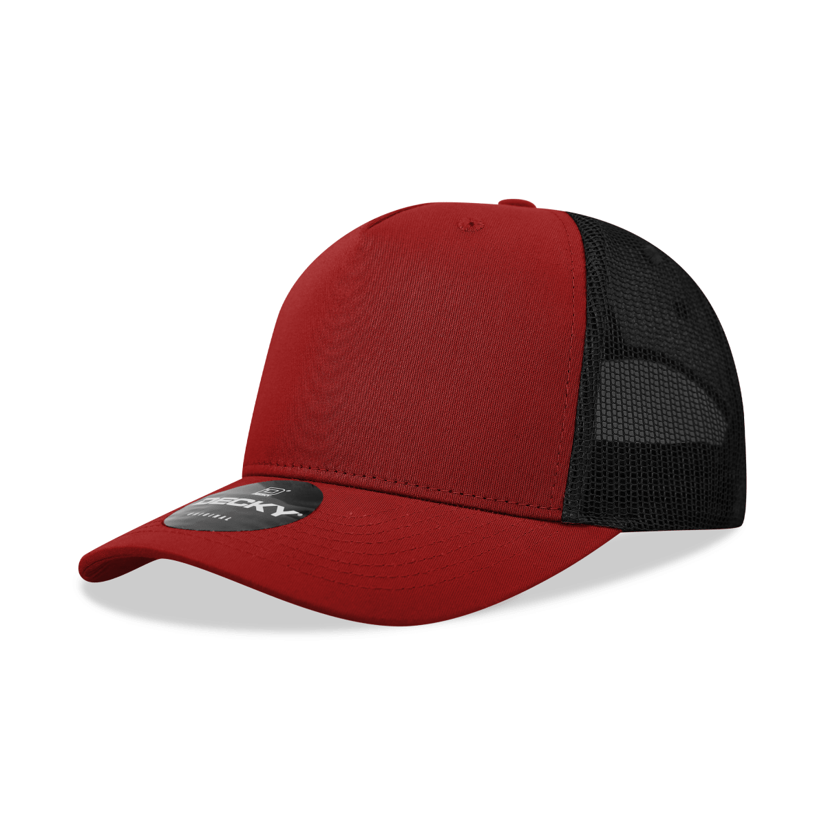 Decky 5 Panel Mid Profile Structured Cotton Blend Trucker | Decky 6030 Cardinal/Black Standard