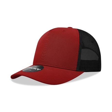 Decky 5 Panel Mid Profile Structured Cotton Blend Trucker | Decky 6030 Cardinal/Black Standard