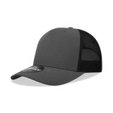 Decky 5 Panel Mid Profile Structured Cotton Blend Trucker | Decky 6030 Charcoal/Black Standard