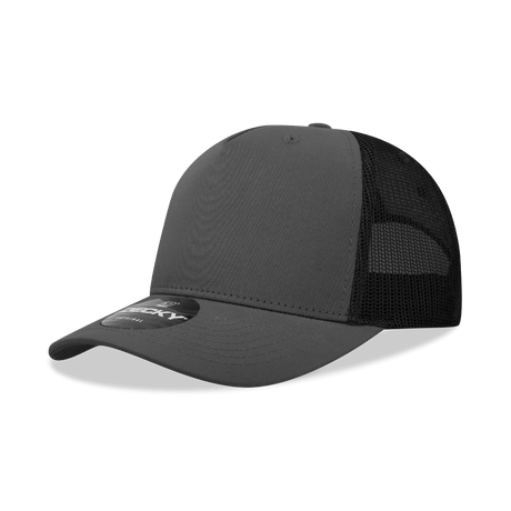 Decky 5 Panel Mid Profile Structured Cotton Blend Trucker | Decky 6030 Charcoal/Black Standard