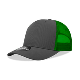 Decky 5 Panel Mid Profile Structured Cotton Blend Trucker | Decky 6030 Charcoal/Kelly Standard