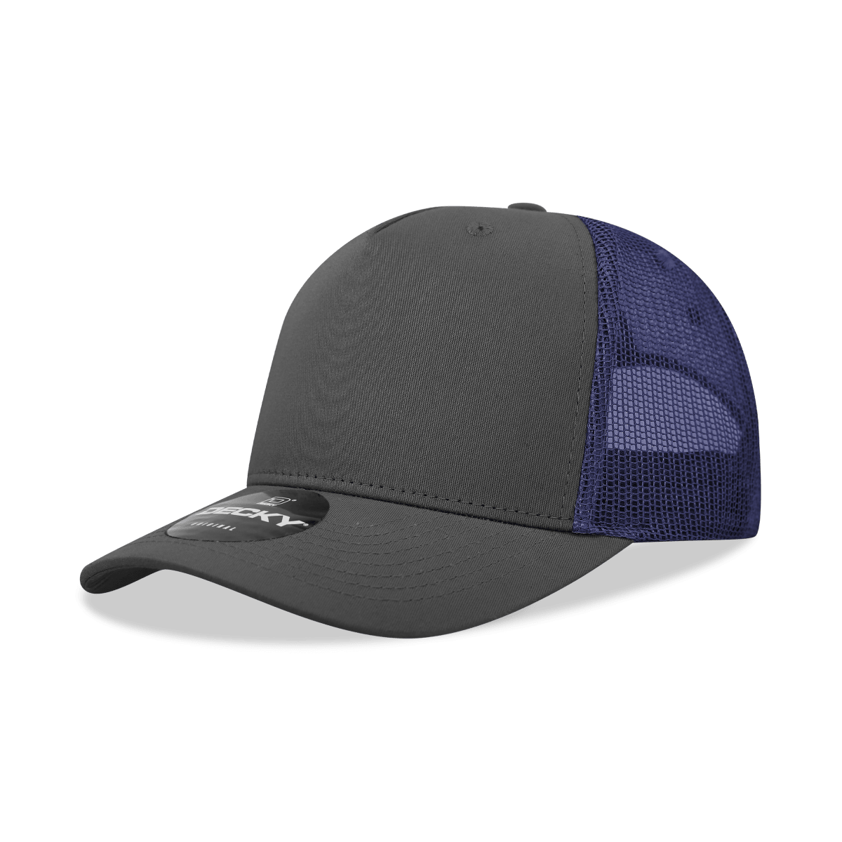 Decky 5 Panel Mid Profile Structured Cotton Blend Trucker | Decky 6030 Charcoal/Navy Standard