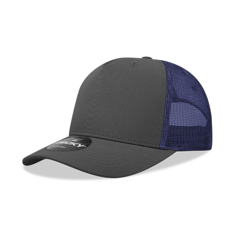 Decky 5 Panel Mid Profile Structured Cotton Blend Trucker | Decky 6030 Charcoal/Navy Standard