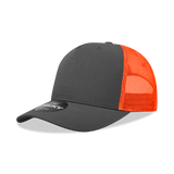 Decky 5 Panel Mid Profile Structured Cotton Blend Trucker | Decky 6030 Charcoal/Orange Standard