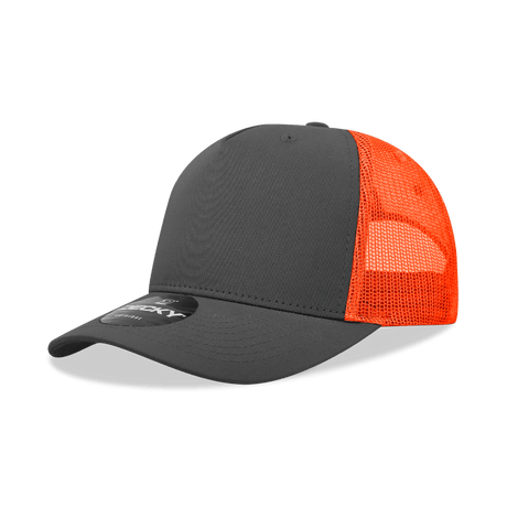 Decky 5 Panel Mid Profile Structured Cotton Blend Trucker | Decky 6030 Charcoal/Orange Standard