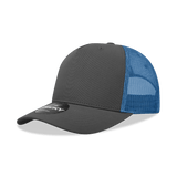 Decky 5 Panel Mid Profile Structured Cotton Blend Trucker | Decky 6030 Charcoal/Sky Standard