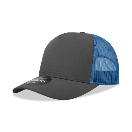 Decky 5 Panel Mid Profile Structured Cotton Blend Trucker | Decky 6030 Charcoal/Sky Standard