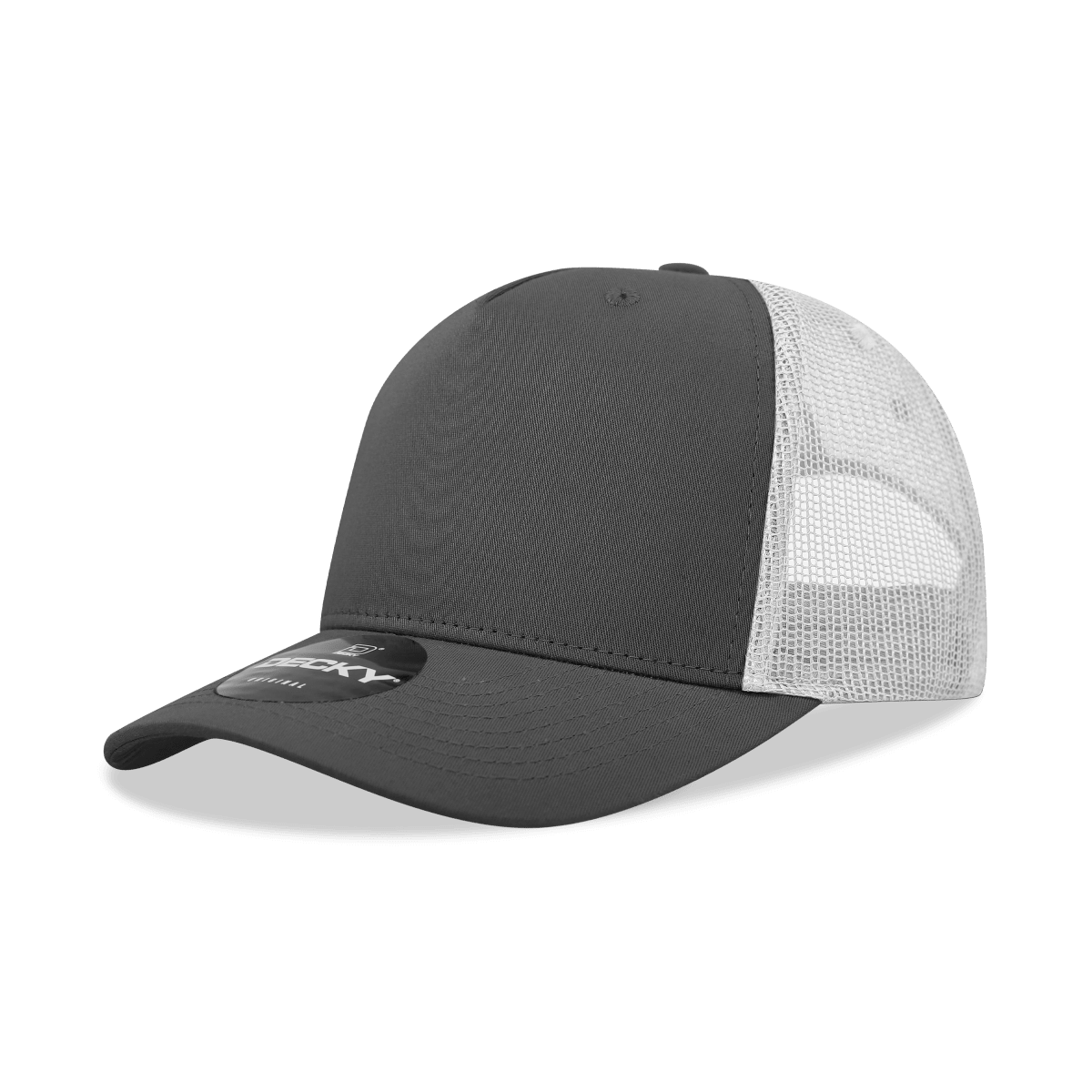 Decky 5 Panel Mid Profile Structured Cotton Blend Trucker | Decky 6030 Charcoal/White Standard
