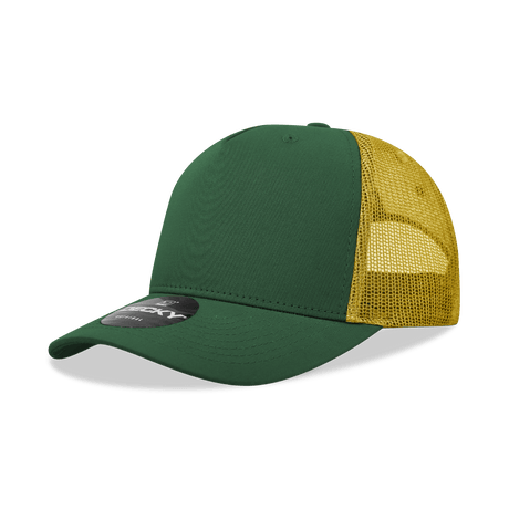 Decky 5 Panel Mid Profile Structured Cotton Blend Trucker | Decky 6030 Forest/Gold Standard