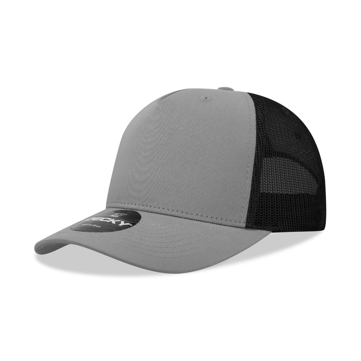 Decky 5 Panel Mid Profile Structured Cotton Blend Trucker | Decky 6030 Grey/Black Standard