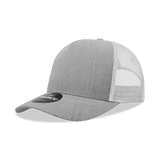 Decky 5 Panel Mid Profile Structured Cotton Blend Trucker | Decky 6030 Heather Grey/White Standard