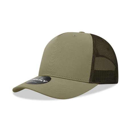 Decky 5 Panel Mid Profile Structured Cotton Blend Trucker | Decky 6030 Khaki/Brown Standard