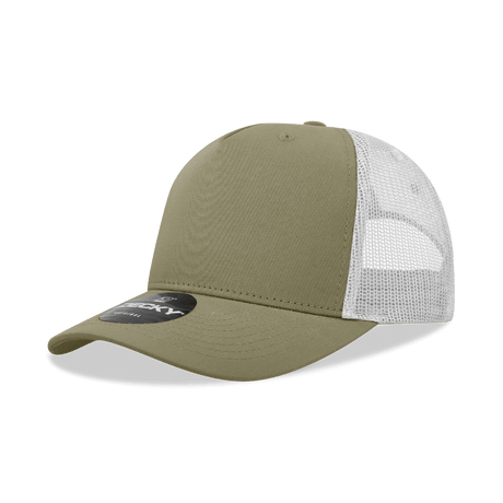 Decky 5 Panel Mid Profile Structured Cotton Blend Trucker | Decky 6030 Khaki/White Standard