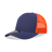 Decky 5 Panel Mid Profile Structured Cotton Blend Trucker | Decky 6030 Navy/Orange Standard