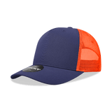 Decky 5 Panel Mid Profile Structured Cotton Blend Trucker | Decky 6030 Navy/Orange Standard
