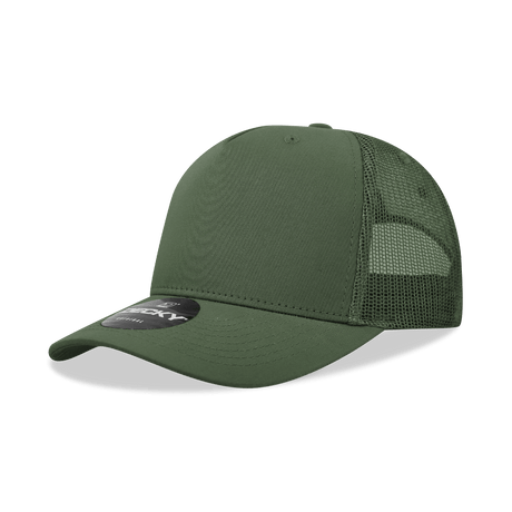 Decky 5 Panel Mid Profile Structured Cotton Blend Trucker | Decky 6030 Olive Standard
