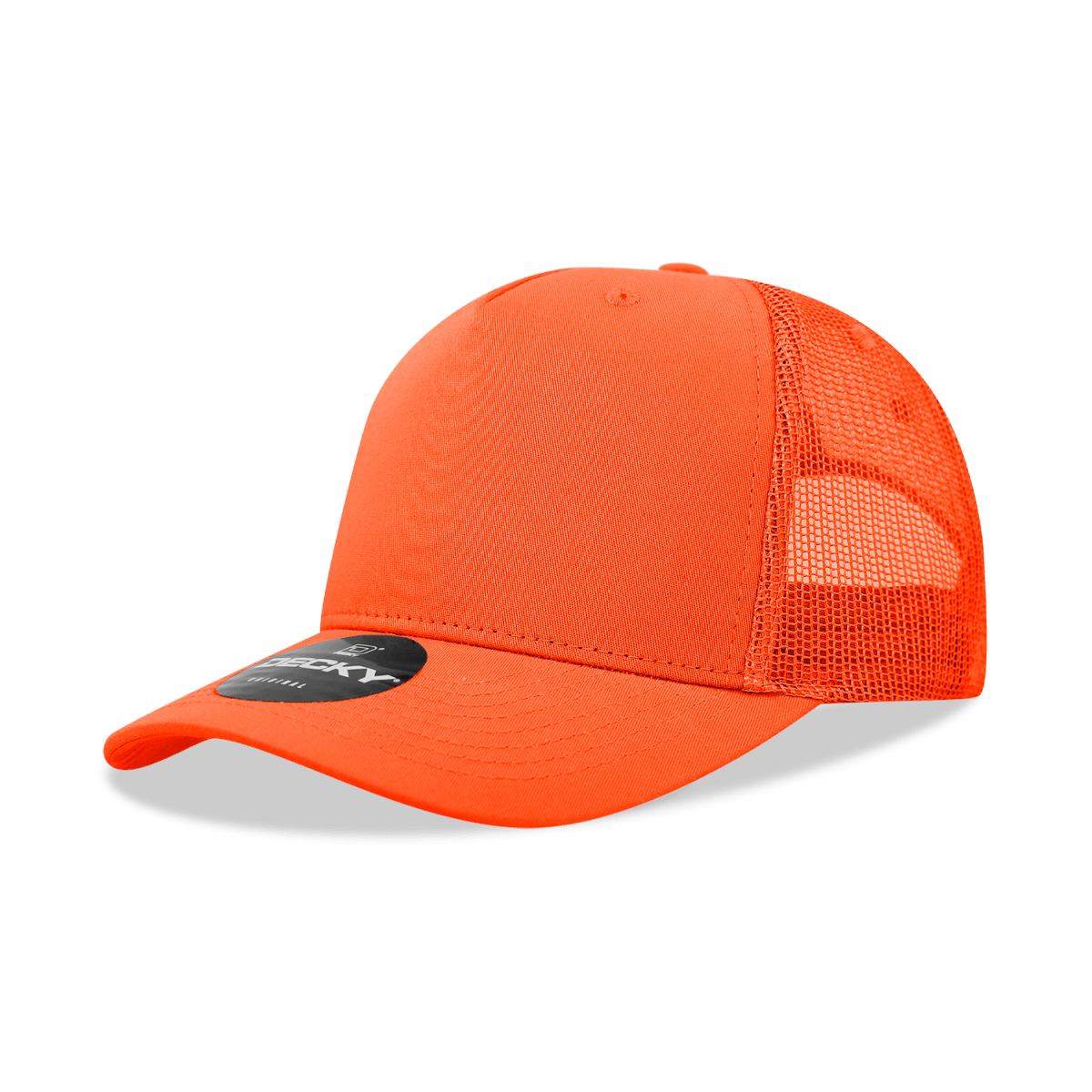 Decky 5 Panel Mid Profile Structured Cotton Blend Trucker | Decky 6030 Orange Standard