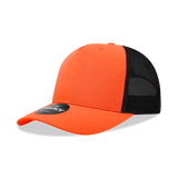 Decky 5 Panel Mid Profile Structured Cotton Blend Trucker | Decky 6030 Orange/Black Standard