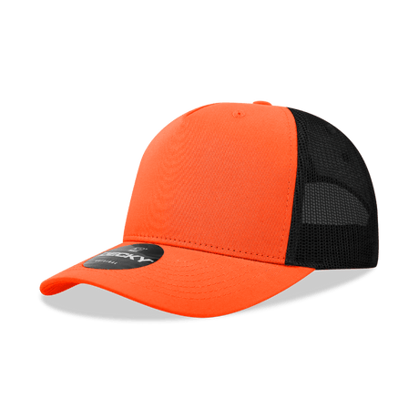 Decky 5 Panel Mid Profile Structured Cotton Blend Trucker | Decky 6030 Orange/Black Standard