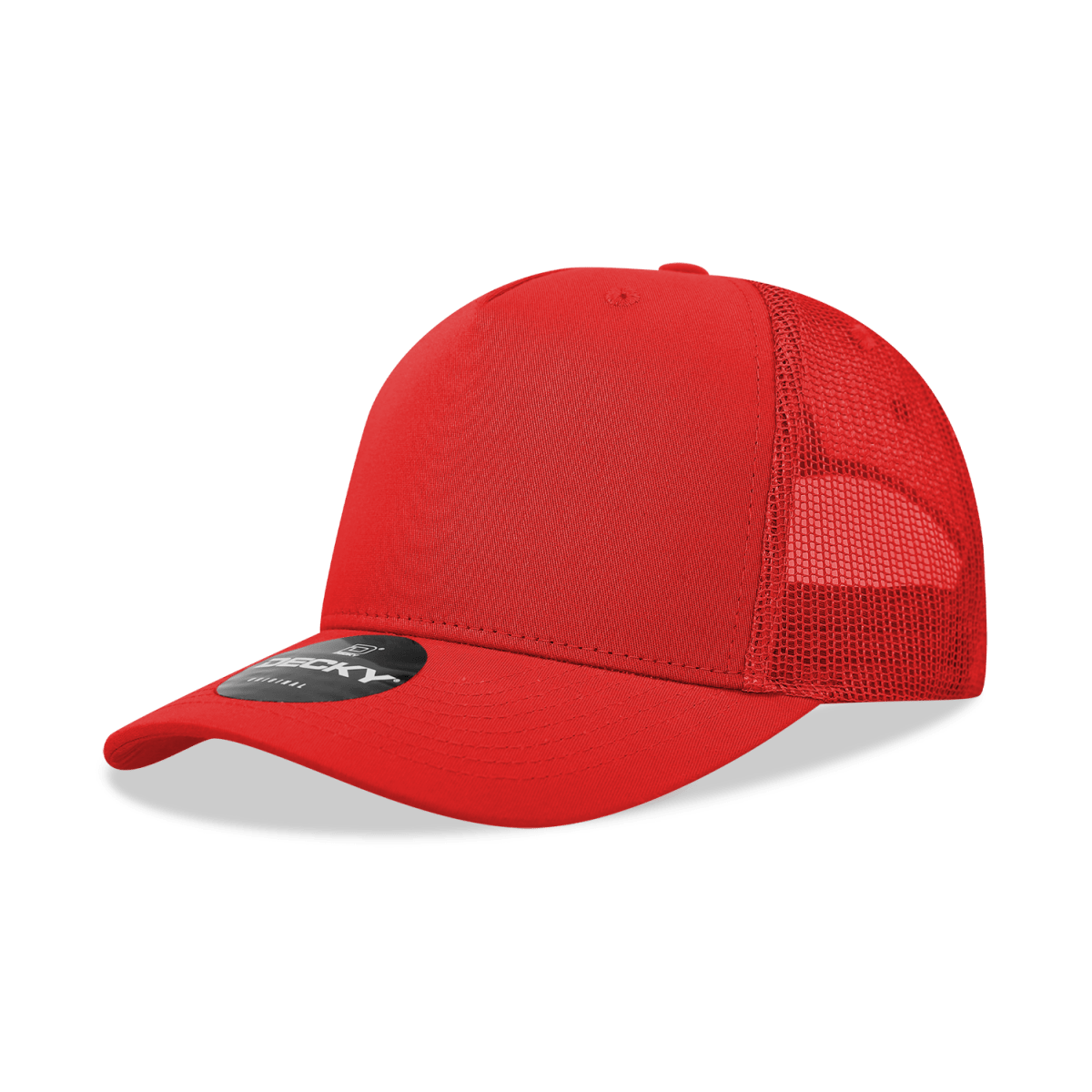 Decky 5 Panel Mid Profile Structured Cotton Blend Trucker | Decky 6030 Red Standard