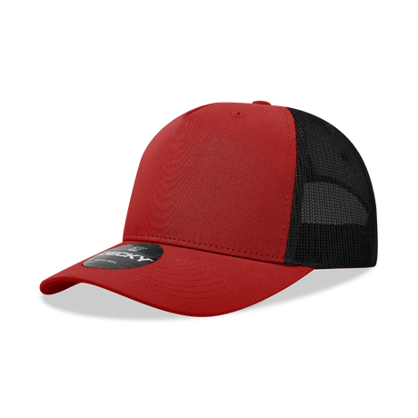 Decky 5 Panel Mid Profile Structured Cotton Blend Trucker | Decky 6030 Red/Black Standard