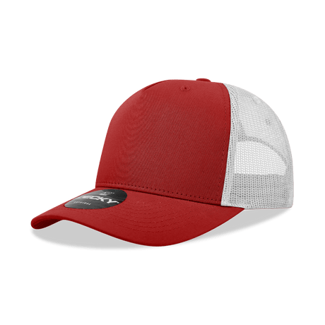 Decky 5 Panel Mid Profile Structured Cotton Blend Trucker | Decky 6030 Red/White Standard