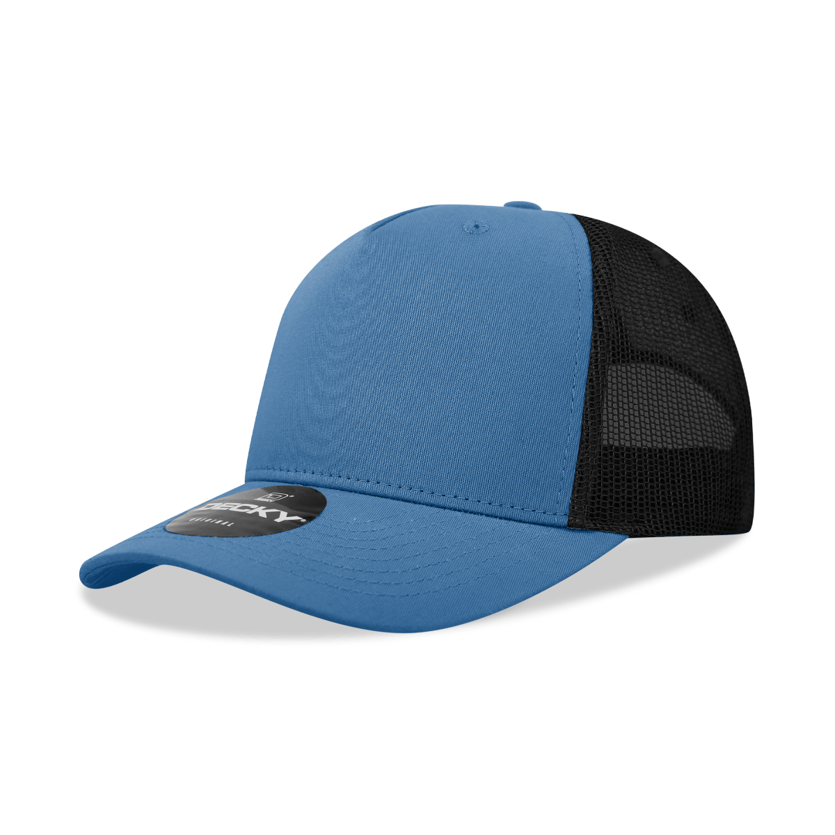 Decky 5 Panel Mid Profile Structured Cotton Blend Trucker | Decky 6030 Sky/Black Standard