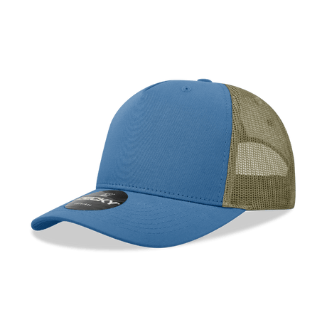 Decky 5 Panel Mid Profile Structured Cotton Blend Trucker | Decky 6030 Sky/Khaki Standard