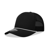 Decky 5 Panel Mid Profile Structured Cotton/Poly Blend Trucker w/Rope | Decky 6040 Black/White Standard