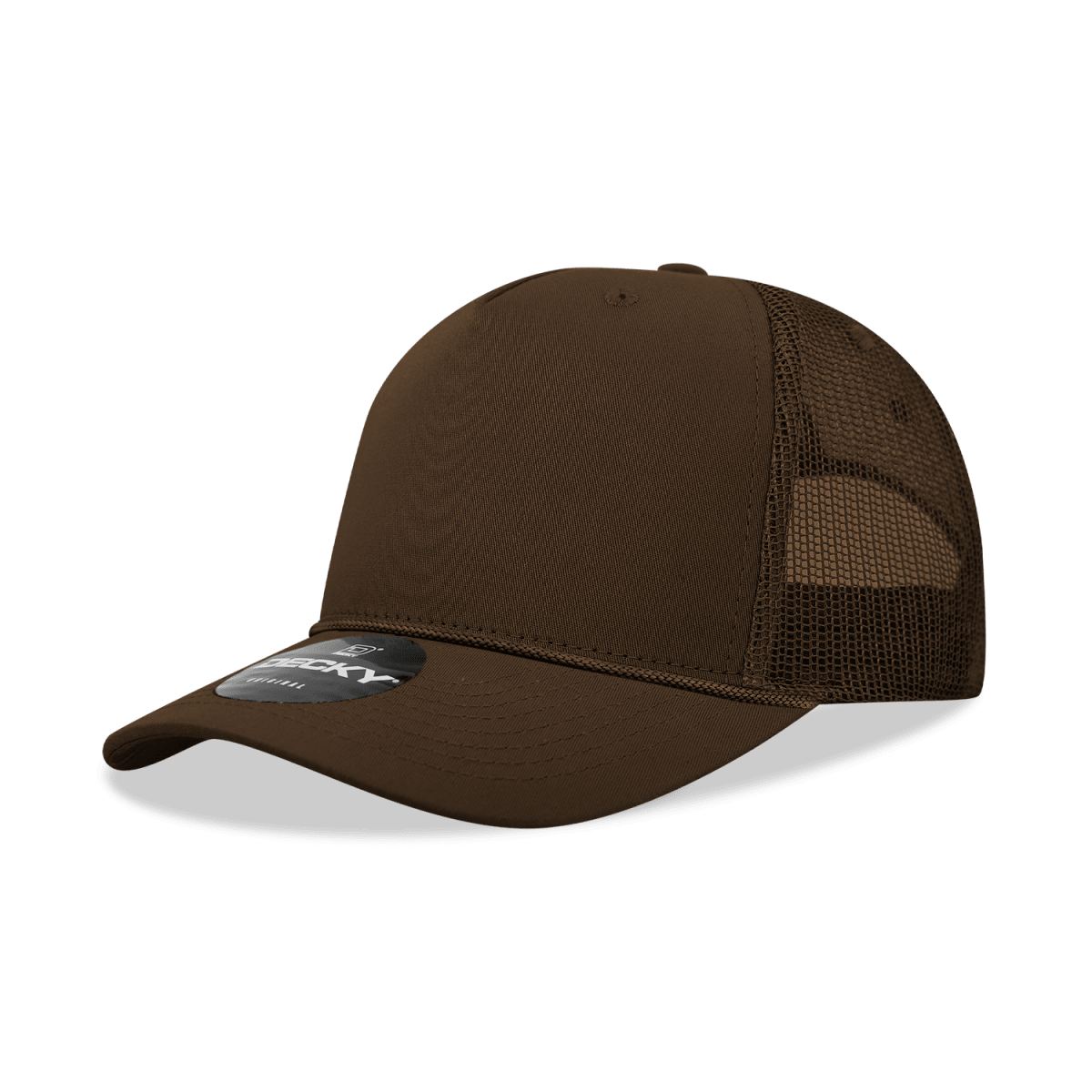 Decky 5 Panel Mid Profile Structured Cotton/Poly Blend Trucker w/Rope | Decky 6040 Brown Standard