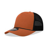 Decky 5 Panel Mid Profile Structured Cotton/Poly Blend Trucker w/Rope | Decky 6040 BurnOrange/Black Standard
