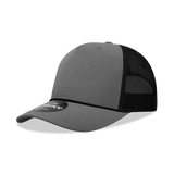 Decky 5 Panel Mid Profile Structured Cotton/Poly Blend Trucker w/Rope | Decky 6040 Charcoal/Black Standard
