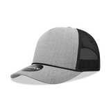 Decky 5 Panel Mid Profile Structured Cotton/Poly Blend Trucker w/Rope | Decky 6040 Hather Grey/Black Standard